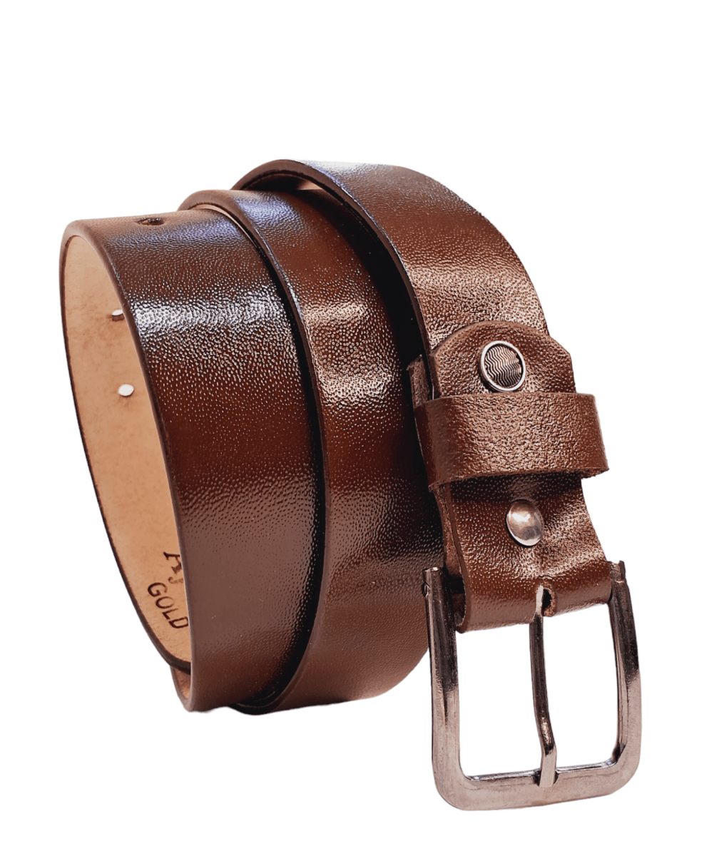 Minimart leather brown belt with sleek buckle