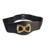 Close-up of the Ladies Black Belt by Minimart showing the sleek black leather and polished metal buckle."