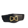 Close-up of the Ladies Black Belt by Minimart showing the sleek black leather and polished metal buckle."