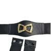 Close-up of the Ladies Black Belt by Minimart showing the sleek black leather and polished metal buckle."