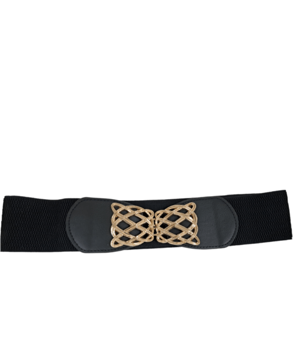 "Close-up of Minimart’s Ladies Gold Belt for Dress, showcasing the lustrous gold metal and elegant design."
