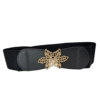 Close-up of Minimart’s Ladies Black Dress Belt showcasing the sleek black leather and polished metal buckle."