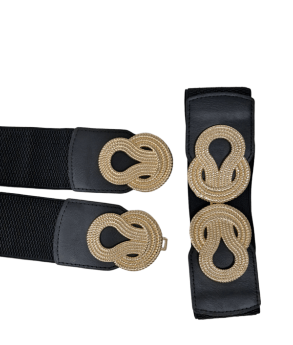 This image showcases Minimart’s Ladies Belt for Long Dress, highlighting its premium black leather material and elegant metal buckle. The belt is designed for a perfect fit with its adjustable feature, making it an ideal accessory for enhancing long dresses. Its classic design and high-quality craftsmanship add a refined touch to both casual and formal outfits."